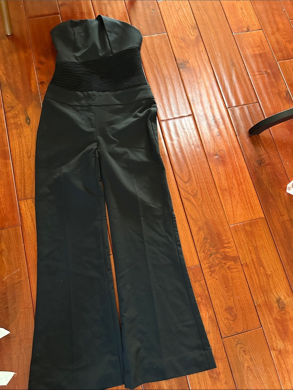bebe Black Strapless Wide-Leg Jumpsuit